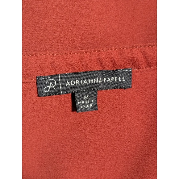 Adrianna Papell Blouse V-Neck Long Sleeve Casual Top Red Orange Size Medium - Picture 4 of 5